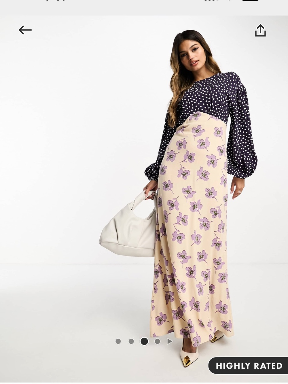 ASOS Beige Maxi dress with Lavender Floral Print